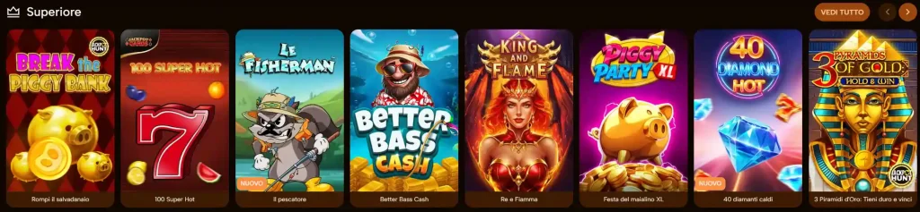 Winningzrush Casino sezione slot superiore con giochi popolari e jackpot